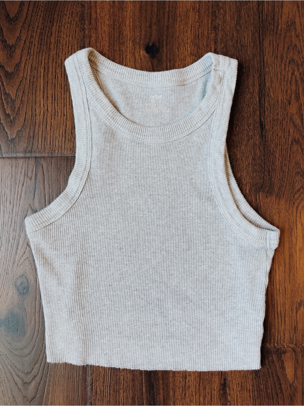 Aerie Ribbed Crop Tank Top - Heather Gray